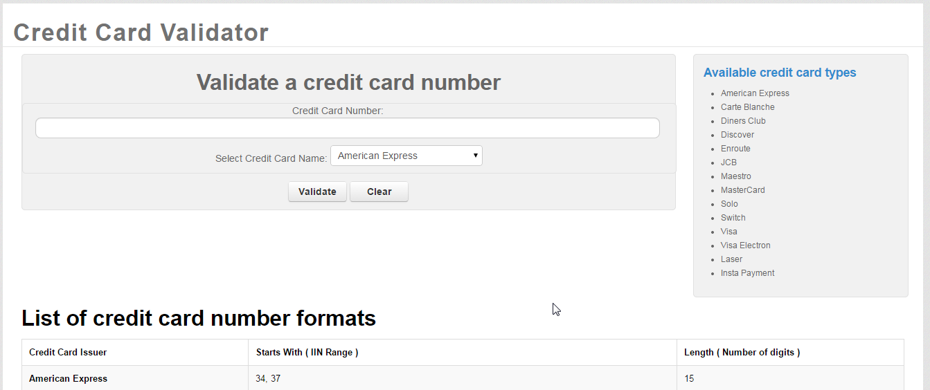 Credit card number validator free download