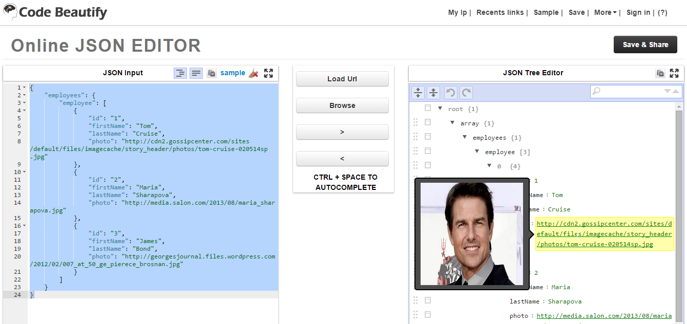 Best Online JSON Editor to edit JSON online, Save and Share